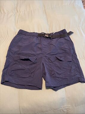 Men's Pacsun Navy Nylon Cargo Shorts with Integrated Belt